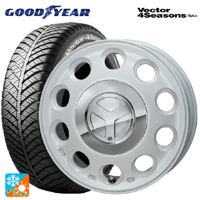 スズキ スペーシアベース(MK33)用 165/60R15 77H グッドイヤー ベクターフォーシーズンズ ハイブリッド # ジャパン三陽 モンツァ ピエディーノ パールホワイト 新品オールシーズンタイヤホイール 4本セット
