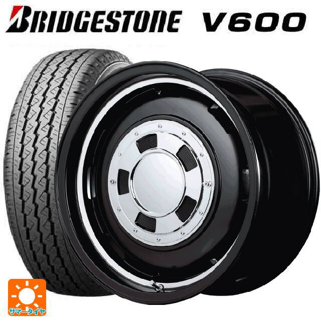 トヨタ ハイエース(200系)用 195/80R15 107/105L ブリヂストン V600 正規品 エムアイディー ガルシア シスコ セミグロスブラック＋リムヴァーレイポリッシュ 新品サマータイヤホイール 4本セット