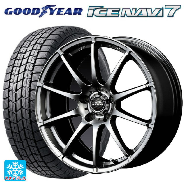 225/45R18 91Q グッドイヤー アイスナビ7(限定) # マルカサービス シュナイダー スタッグ メタリックグレー 18-7J 国産車用 スタッドレスタイヤホイール4本セット