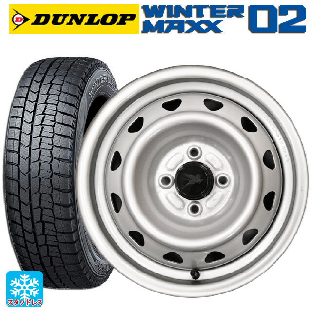 【最大3万円OFFクーポン 5/16 1:59迄】145/80R12 74Q ダンロップ ウィンターマックス 02(WM02) ウェッズ キャロウィン PK354SN # スチール(シルバー) 12-3.5J 国産車用 スタッドレスタイヤホイール4本セット