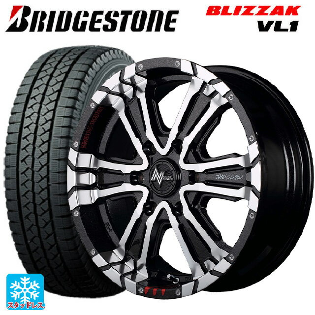 トヨタ ハイエース(200系)用 195/80R15 107/105L ブリヂストン ブリザック VL1ナイトロパワー クロスクロウ グラフィティエディション ブラックメタリック＋ミラーカット/グラフィティ新品スタッドレスタイヤホイール4本セット