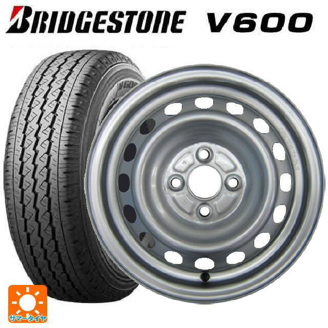 155/80R14 88/86N ブリヂストン V600 正規品 # ウェッズ ウインターエース L10 # スチール(シルバー) 14-5J 国産車用 サマータイヤホイール4本セット