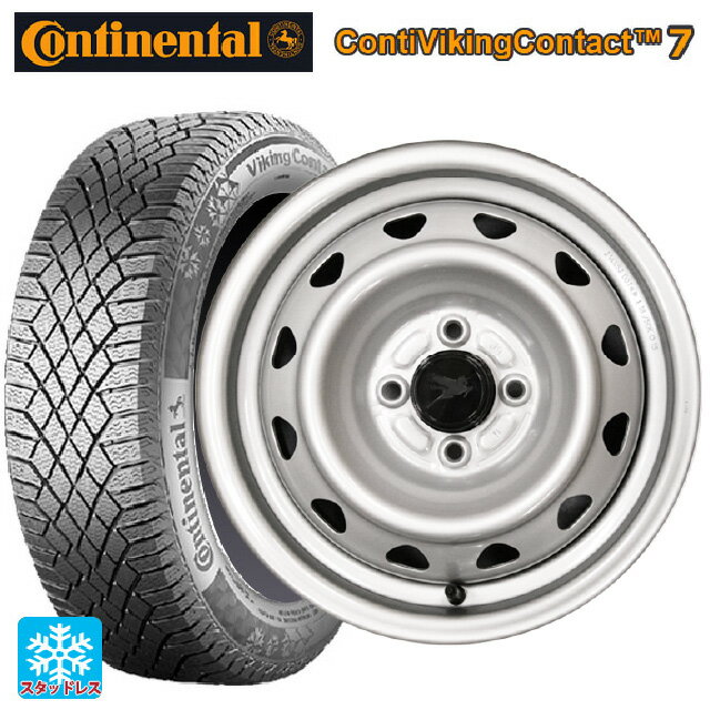 【6/22 20時〜 全品P5倍＆クーポン】175/65R14 86T XL コンチネンタル コンチバイキングコンタクト7 正規品 ウェッズ キャロウィン PC504S # スチール(シルバー) 14-5J 国産車用 スタッドレスタイヤホイール4本セット