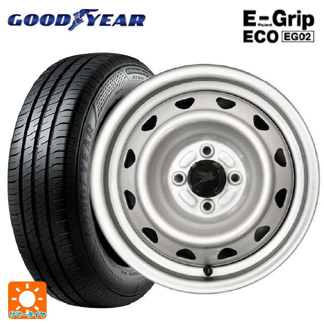 【6/22 20時〜 全品P5倍＆クーポン】165/65R14 79S グッドイヤー エフィシェントグリップ エコ EG02 ウェッズ キャロウィン PC504S # スチール(シルバー) 14-5J 国産車用 サマータイヤホイール4本セット
