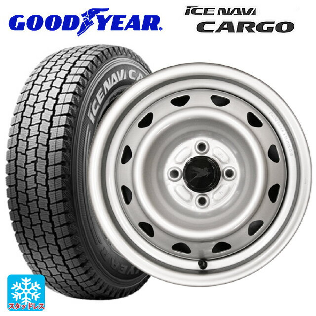 トヨタ サクシード(160系)用 155/80R14 88/86N グッドイヤー アイスナビ カーゴ # ウェッズ キャロウィン PC504S # スチール(シルバー) 新品スタッドレスタイヤホイール 4本セット
