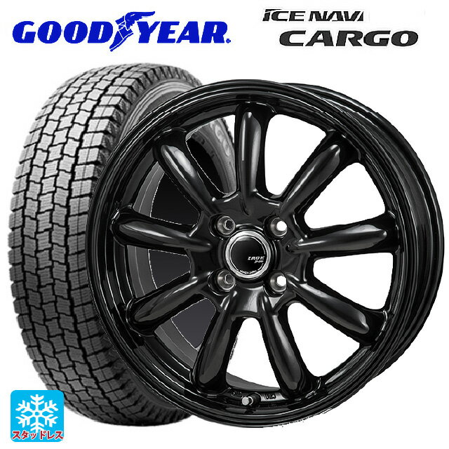 【5/20限定 最大3万円OFFクーポン】145/80R12 80/78N グッドイヤー アイスナビ カーゴ ジャパン三陽 ザック JP209 グロスブラック 12-4J 国産車用 スタッドレスタイヤホイール4本セット