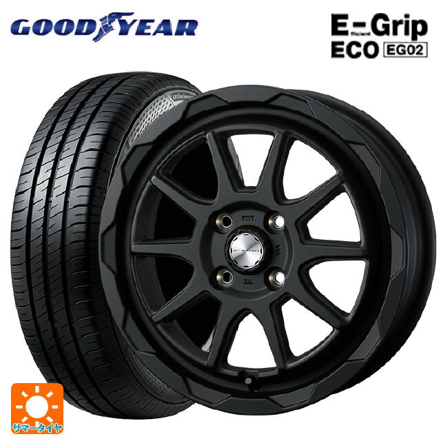 【6/15〜16限定 全品P5倍＆クーポン】165/60R14 75H グッドイヤー エフィシェントグリップ エコ EG02 # ウェッズ マッドヴァンス06 フルマットブラック 14-4.5J 国産車用 サマータイヤホイール4本セット