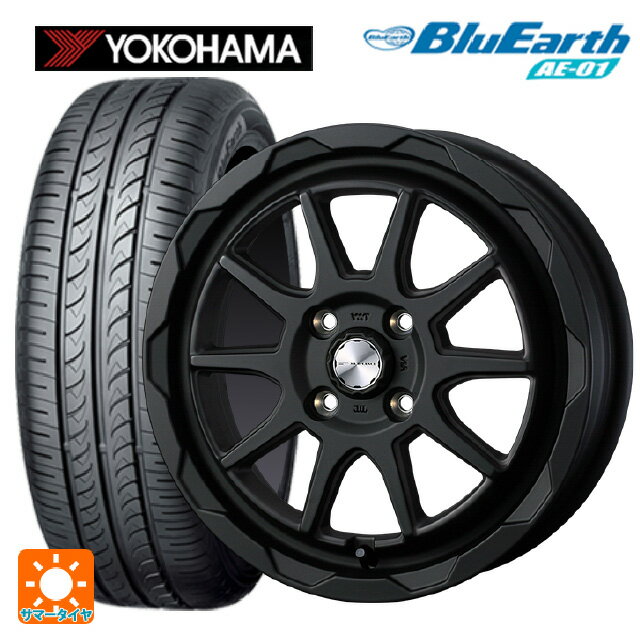 【6/22 20時〜 全品P5倍＆クーポン】155/65R14 75S ヨコハマ ブルーアース AE01 ウェッズ マッドヴァンス06 フルマットブラック 14-4.5J 国産車用 サマータイヤホイール4本セット