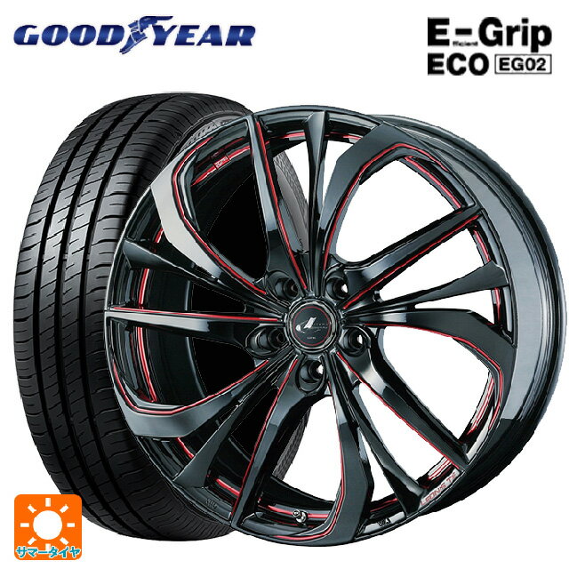 【最大3万円OFFクーポン 5/16 1:59迄】215/45R17 91W XL グッドイヤー エフィシェントグリップ エコ EG02 ウェッズ レオニス TE BK/SC(RED) 17-7J 国産車用 サマータイヤホイール4本セット