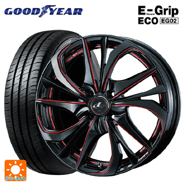 165/50R15 73V グッドイヤー エフィシェントグリップ エコ EG02 ウェッズ レオニス TE BK/SC(RED) 15-4.5J 国産車用 サマータイヤホイール4本セット