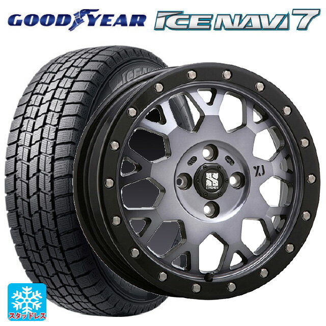 【6/15〜16限定 全品P5倍＆クーポン】165/55R15 75Q グッドイヤー アイスナビ7(数量限定) エムエルジェイ エクストリームJ XJ04 Gloss Blk. M. Smoke 15-4.5J 国産車用 スタッドレスタイヤホイール4本セット