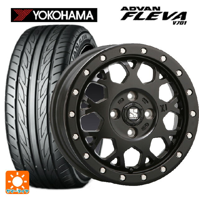 【6/15〜16限定 全品P5倍＆クーポン】165/50R15 73V ヨコハマ アドバン フレバ V701 正規品 エムエルジェイ エクストリームJ XJ04 Satin Black 15-4.5J 国産車用 サマータイヤホイール4本セット