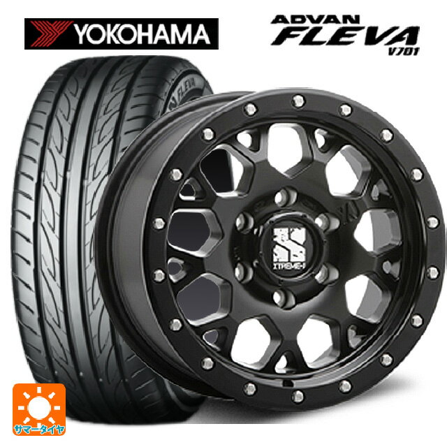 【6/22 20時〜 全品P5倍＆クーポン】215/55R17 94W ヨコハマ アドバン フレバ V701 正規品 エムエルジェイ エクストリームJ XJ04 Satin Black 17-7J 国産車用 サマータイヤホイール4本セット