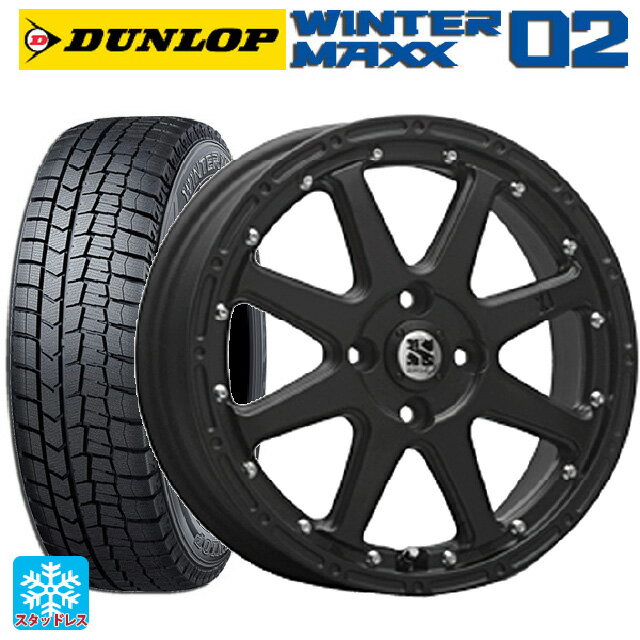 【6/22 20時〜 全品P5倍＆クーポン】165/55R14 72Q ダンロップ ウィンターマックス 02(WM02) エムエルジェイ エクストリームJ Flat Black 14-4.5J 国産車用 スタッドレスタイヤホイール4本セット