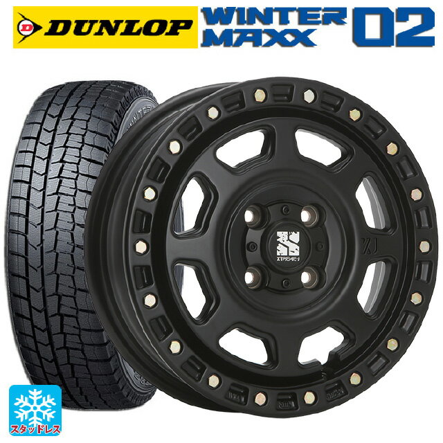 【最大3万円OFFクーポン 5/16 1:59迄】145/80R12 74Q ダンロップ ウィンターマックス 02(WM02) エムエルジェイ エクストリームJ XJ07 Satin Black 12-4J 国産車用 スタッドレスタイヤホイール4本セット