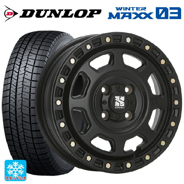 【6/15〜16限定 全品P5倍＆クーポン】165/60R14 75Q ダンロップ ウィンターマックス 03(WM03) エムエルジェイ エクストリームJ XJ07 Satin Black 14-4.5J 国産車用 スタッドレスタイヤホイール4本セット
