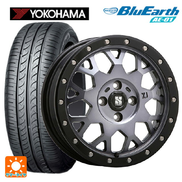 【6/15〜16限定 全品P5倍＆クーポン】165/55R15 75V ヨコハマ ブルーアース AE01 エムエルジェイ エクストリームJ XJ04 Gloss Blk. M. Smoke 15-4.5J 国産車用 サマータイヤホイール4本セット