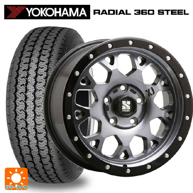 【6/15〜16限定 全品P5倍＆クーポン】215/65R16 96S ヨコハマ ラディアル360スチール ホワイトリボン エムエルジェイ エクストリームJ XJ04 Gloss Blk. M. Smoke 16-7J 国産車用 サマータイヤホイール4本セット