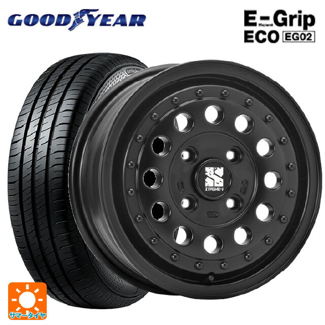 【6/22 20時〜 全品P5倍＆クーポン】175/65R14 82S グッドイヤー エフィシェントグリップ エコ EG02 # エムエルジェイ エクストリームJ ラギッド サテンブラック 14-5J 国産車用 サマータイヤホイール4本セット
