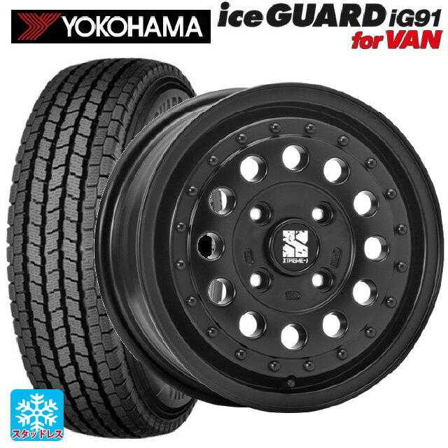 トヨタ プロボックス(160系)用 155/80R14 88/86N ヨコハマ アイスガード IG91 for VAN エクストリームJ ラギッド サテンブラック 新品スタッドレスタイヤホイール 4本セット