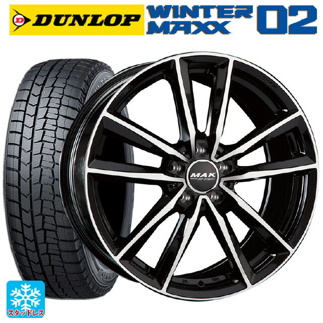 メルセデスベンツ Cクラス AMG C43/C450(W205)用 225/45R18 91Q ダンロップ ウィンターマックス 02(WM02) マック ブレーメンFF ブラックミラー 新品スタッドレスタイヤホイール 4本セット