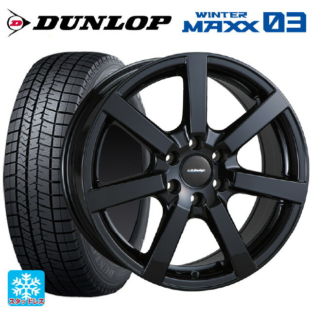 キャデラック SRXクロスオーバー(T166C)用 235/65R18 106Q ダンロップ ウィンターマックス 03(WM03) 阿部商会 ユーエスデザイン キャスラー # グロスブラック 新品スタッドレスタイヤホイール 4本セット