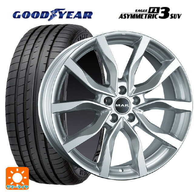 【6/22 20時〜 全品P5倍＆クーポン】アウディ Q7(4MC)用 235/65R18 106W グッドイヤー イーグル F1 アシメトリック3 SUV 阿部商会 マック ハイランズ シルバー 新品サマータイヤホイール 4本セット