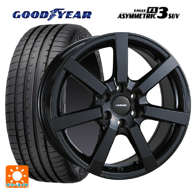 キャデラック XT5クロスオーバー(C1UL)用 235/65R18 106W グッドイヤー イーグル F1 アシメトリック3 SUV ユーエスデザイン キャスラー グロスブラック 新品サマータイヤホイール 4本セット