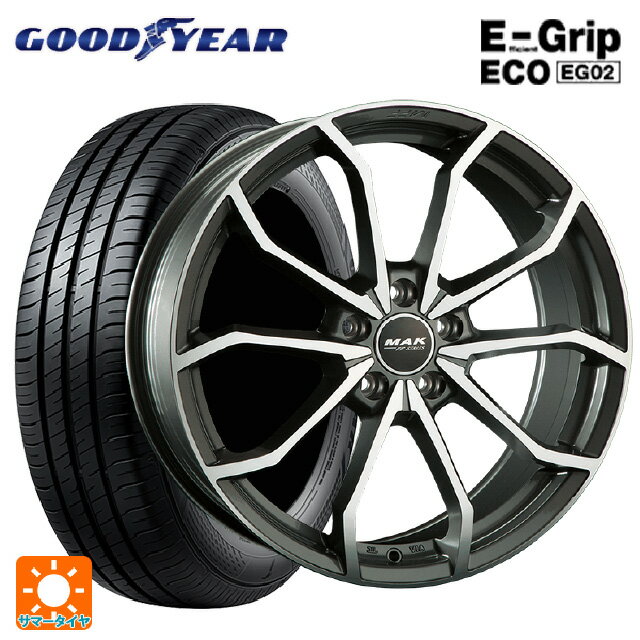 【6/22 20時〜 全品P5倍＆クーポン】アウディ A4(8W系)用 225/45R18 95W XL グッドイヤー エフィシェントグリップ エコ EG02 阿部商会 マック レーベFF ガンメタリックミラー 新品サマータイヤホイール 4本セット