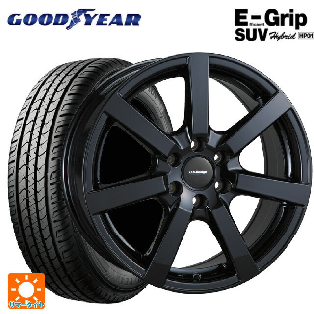 キャデラック XT5クロスオーバー(C1UL)用 235/65R18 106H グッドイヤー エフィシェントグリップSUV HP01 ユーエスデザイン キャスラー グロスブラック 新品サマータイヤホイール 4本セット