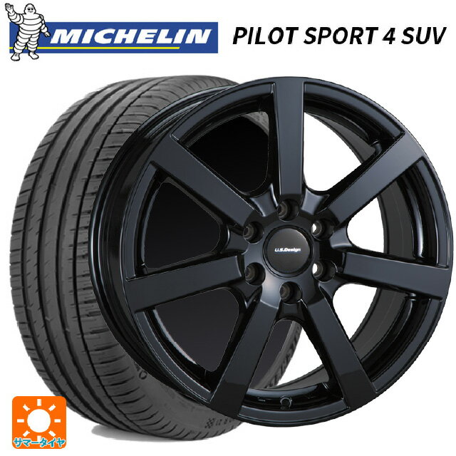 キャデラック XT5クロスオーバー(C1UL)用 235/65R18 110H XL ミシュラン 正規品 パイロットスポーツ4SUV ユーエスデザイン キャスラー グロスブラック 新品サマータイヤホイール 4本セット