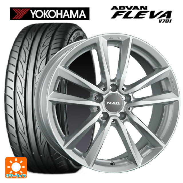 【最大3万円OFFクーポン 5/27 1:59迄】メルセデスベンツ Cクラス(W205)用 225/55R16 95W ヨコハマ アドバン フレバ V701 マック ブレーメン シルバー 新品サマータイヤホイール 4本セット