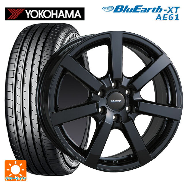 キャデラック XT5クロスオーバー(C1UL)用 235/65R18 106V ヨコハマ ブルーアースXT AE61 ユーエスデザイン キャスラー グロスブラック 新品サマータイヤホイール 4本セット