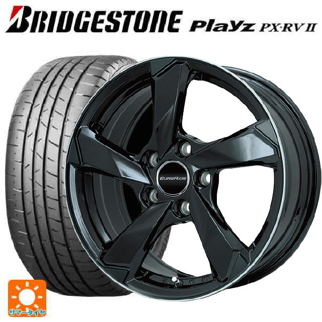 【6/22 20時〜 全品P5倍＆クーポン】プジョー 5008(P87系)用 225/55R18 98V ブリヂストン プレイズ PX-RV2 正規品 # ユーロアクシス クロスエッジ グロスブラック/リムポリッシュ 新品サマータイヤホイール 4本セット