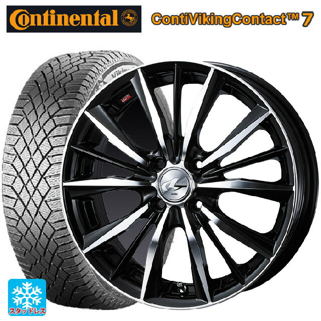 【6/22 20時〜 全品P5倍＆クーポン】155/65R14 75T コンチネンタル コンチバイキングコンタクト7 正規品 ウェッズ レオニス VX BKMC 14-4.5J 国産車用 スタッドレスタイヤホイール4本セット