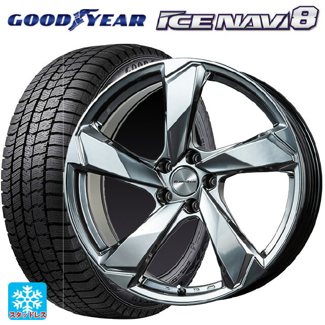 【6/20限定 全品P5倍＆クーポン】アウディ A6(F2D)用 2024年製 245/45R19 102Q XL グッドイヤー アイスナビ8 # ユーロアクシス クロスエッジ クロームハイパーシルバー 新品スタッドレスタイヤホイール 4本セット