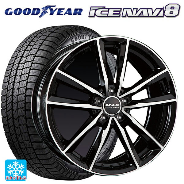 メルセデスベンツ Cクラス AMG C43/C450(W205)用 225/45R18 95Q XL グッドイヤー アイスナビ8 マック ブレーメンFF ブラックミラー 新品スタッドレスタイヤホイール 4本セット