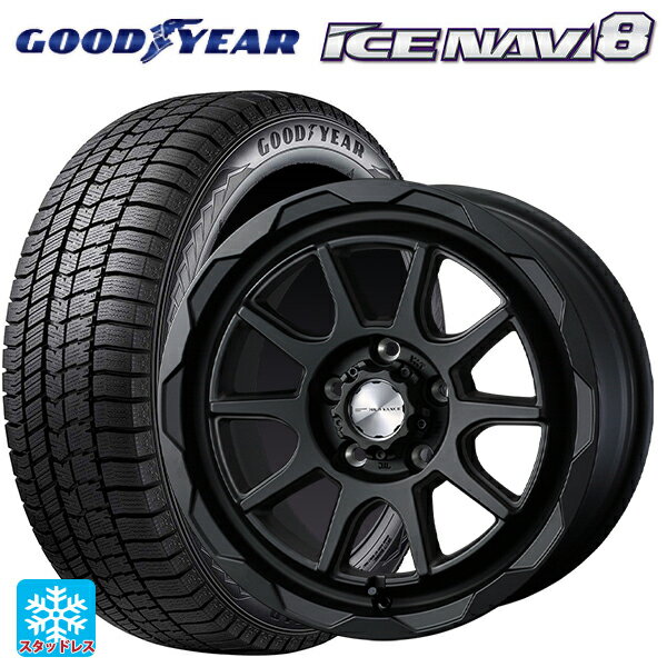 215/65R16 98Q グッドイヤー アイスナビ8 # ウェッズ マッドヴァンス06 フルマットブラック 16-7J 国産車用 スタッドレスタイヤホイール4本セット