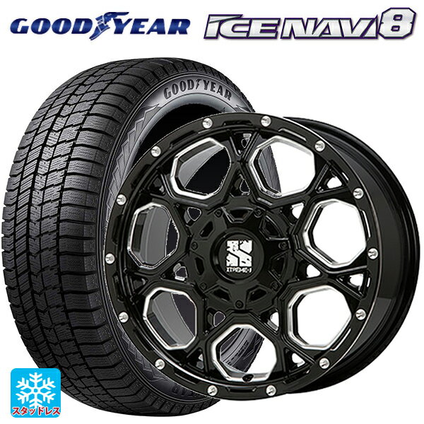 【6/22 20時〜 全品P5倍＆クーポン】215/60R16 95Q グッドイヤー アイスナビ8 # エムエルジェイ エクストリームJ XJ06 Gloss Black Milled 16-7J 国産車用 スタッドレスタイヤホイール4本セット
