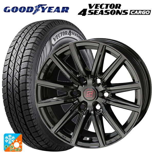 トヨタ ハイエース(200系)用 195/80R15 107/105N グッドイヤー ベクターフォーシーズンズ カーゴ ザインSS # ソリッドブラック 新品オールシーズンタイヤホイール 4本セット