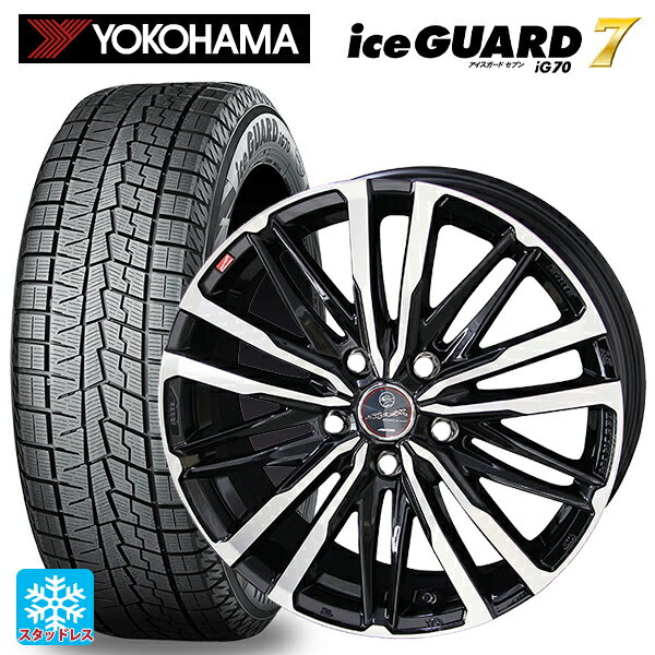 215/45R18 93Q XL ヨコハマ アイスガード7(IG70) 共豊 スマック クレスト サファイアブラックポリッシュ 18-7J 国産車用 スタッドレスタイヤホイール4本セット