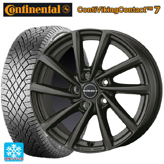 ミニ ミニクラブマン(F54)用 225/45R17 94T XL コンチネンタル コンチバイキングコンタクト7 正規品 ボルベット タイプ V ミストラルアンスラサイトマット 新品スタッドレスタイヤホイール 4本セット