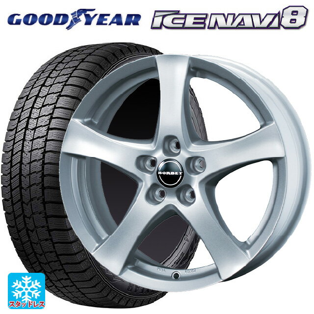 【6/20限定 全品P5倍＆クーポン】アウディ A1(8X系)用 195/50R16 84Q グッドイヤー アイスナビ8 # ティーエーエス ボルベット タイプ F シルバー 新品スタッドレスタイヤホイール 4本セット