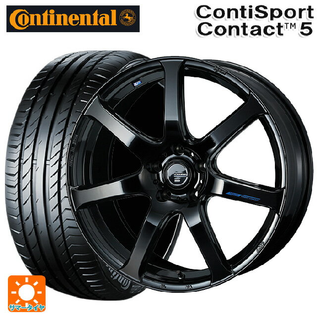 【6/22 20時〜 全品P5倍＆クーポン】215/45R17 91W XL コンチネンタル コンチスポーツコンタクト 5 正規品 ウェッズ レオニス ナヴィア07 PBK 17-7J 国産車用 サマータイヤホイール4本セット
