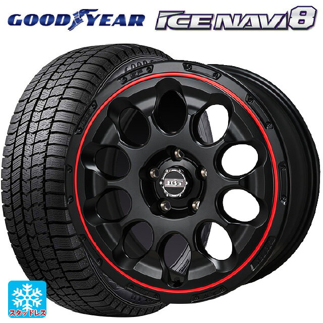 トヨタ プリウス(60系)用 195/60R17 90Q グッドイヤー アイスナビ8 # コウセイ ボトムガルシアクロノ セミグロスブラック レッドリム 新品スタッドレスタイヤホイール 4本セット