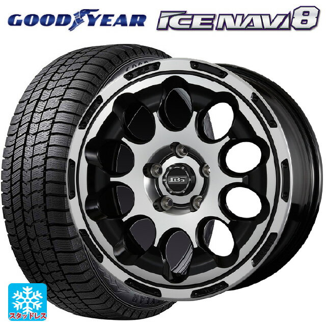 215/45R17 87Q グッドイヤー アイスナビ8 # コウセイ ボトムガルシアクロノ ブラックポリッシュ 17-7J 国産車用 スタッドレスタイヤホイール4本セット