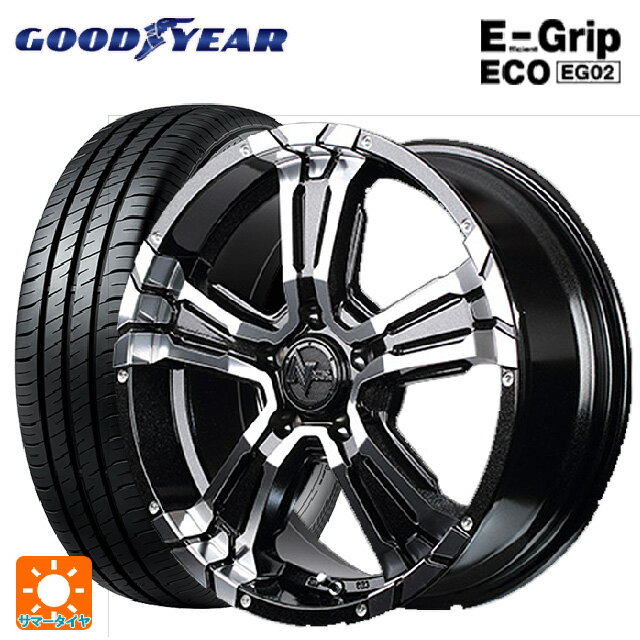 205/55R16 91V グッドイヤー エフィシェントグリップ エコ EG02 # マルカサービス ナイトロパワー クロスクロウ ブラックメタリック＋ミラーカット 16-7J 国産車用 サマータイヤホイール4本セット