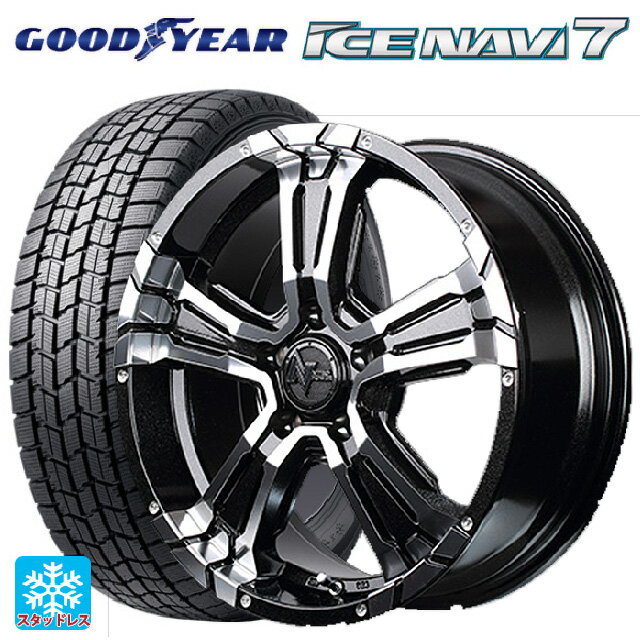 【5/9 20時〜 最大3万円OFFクーポン】205/60R16 92Q グッドイヤー アイスナビ7(限定) # マルカサービス ナイトロパワー クロスクロウ ブラックメタリック＋ミラーカット 16-7J 国産車用 スタッドレスタイヤホイール4本セット