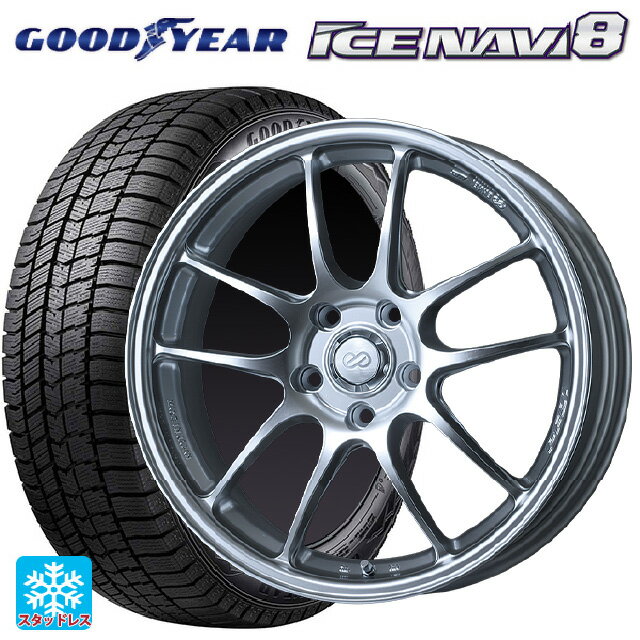 245/40R18 93Q グッドイヤー アイスナビ8 エンケイ パフォーマンスライン PF01 スパークルシルバー 18-8J 国産車用 スタッドレスタイヤホイール4本セット