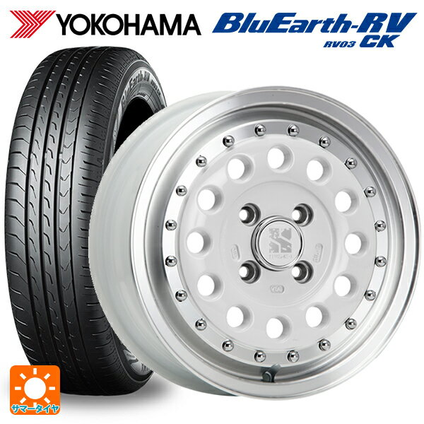 【6/22 20時〜 全品P5倍＆クーポン】165/70R14 81H ヨコハマ ブルーアース RV03CK # エムエルジェイ エクストリームJ ラギッド ホワイト/リムポリッシュ 14-5J 国産車用 サマータイヤホイール4本セット